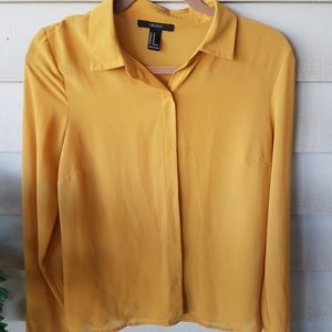 Forever 21 mustard sheer blouse